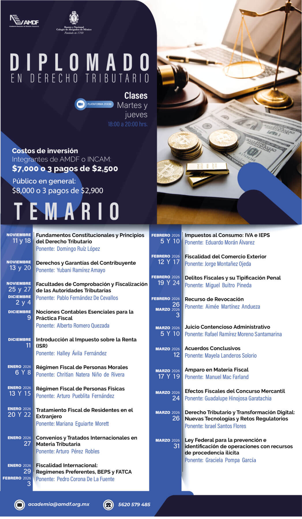 derecho tributario, derecho fiscal, diplomado, especialización